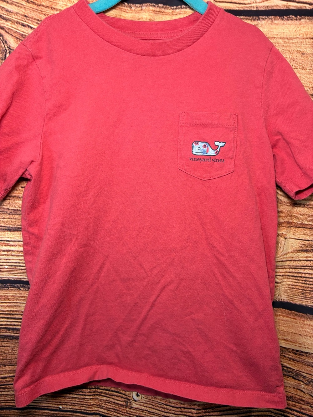 Vineyard Vines Coral Pocket Tee with Whale Patch